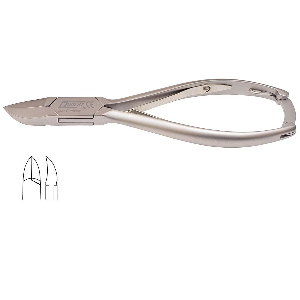 [1Q400] QUALITY PLUS® Pince à ongles à dble ressort /barrure-mors courbé inox - 14cm